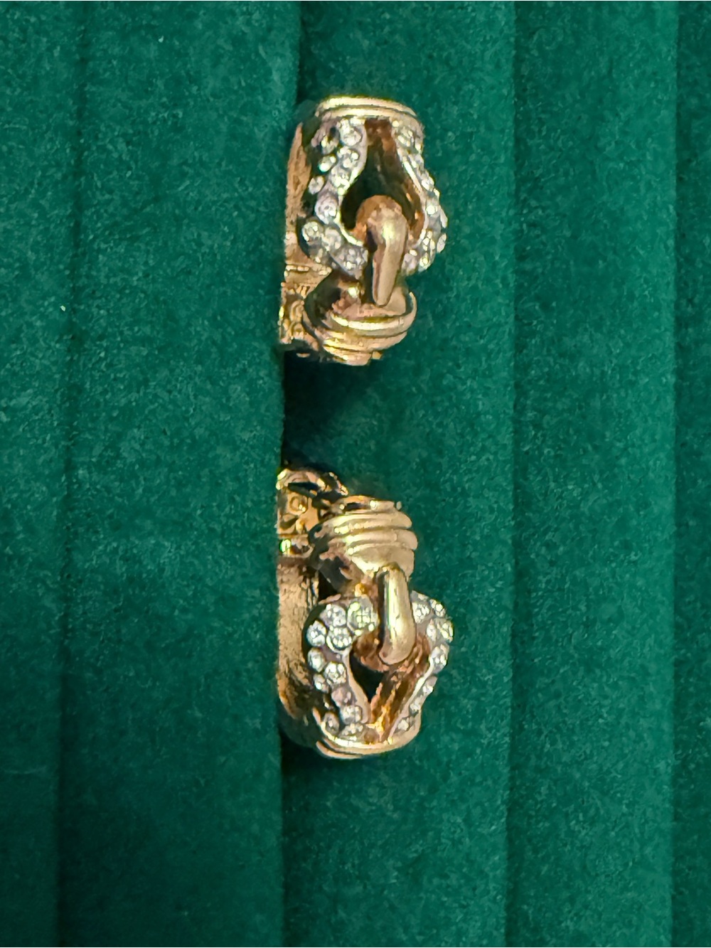 Vintage Gold-Tone Crystal Accent Hoop Earrings - Women Jewelry